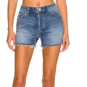 GRLFRND Helena High Rise Cut Off Short in Azure Vista